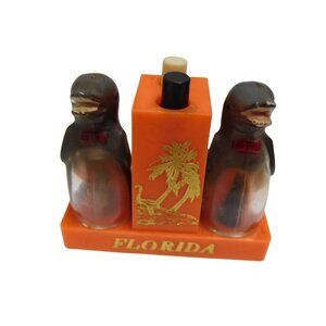 Vintage Double Dolphin Dual Salt And Pepper Shaker Mechanical Set Florida